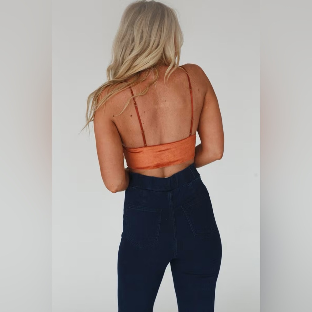 Velvety Soft Bralette Crop Top – Deep V Festival/Fall/Adjustable Strap Cami NWT - Picture 2 of 7